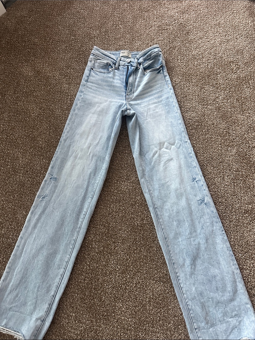 BKE Women's Light Blue Flare Jeans - Wide Leg